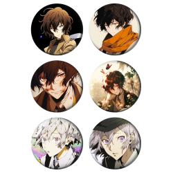 Set badges 37 mm anime Bungo Stray Dogs (6 pc)