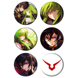 Набор значков 37 мм аниме Code Geass (6 шт.)