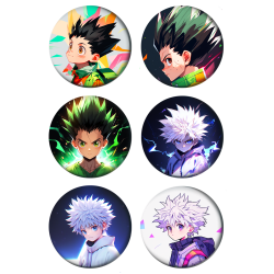 Набор значков 37 мм аниме Hunter x Hunter (6 шт.)