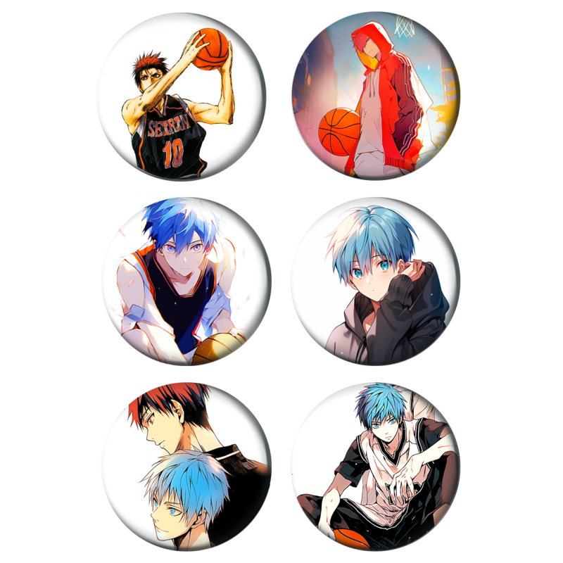 Набор значков 37 мм аниме Kuroko's Basketball (Kuroko no Basuke) (6 шт.)