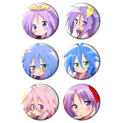 Набор значков 37 мм аниме Lucky Star (6 шт.)