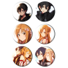 Набор значков 37 мм аниме Sword Art Online (6 шт.)