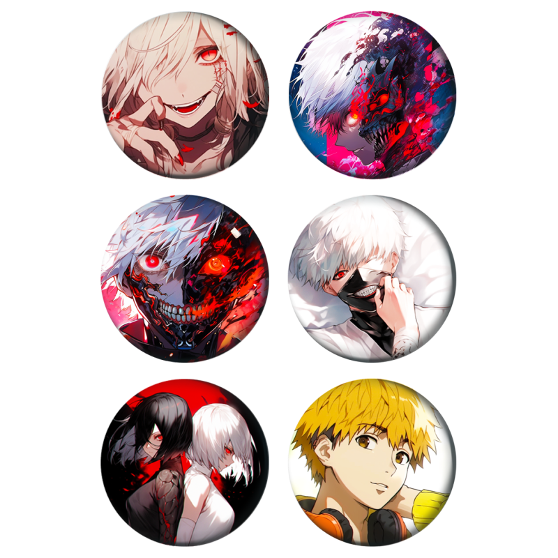 Set badges 37 mm anime Tokyo Ghoul (6 pc)