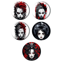 Set badges 37 mm Alt girl (5 pc)