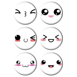 Set badges 37 mm Kawai (6 pc)