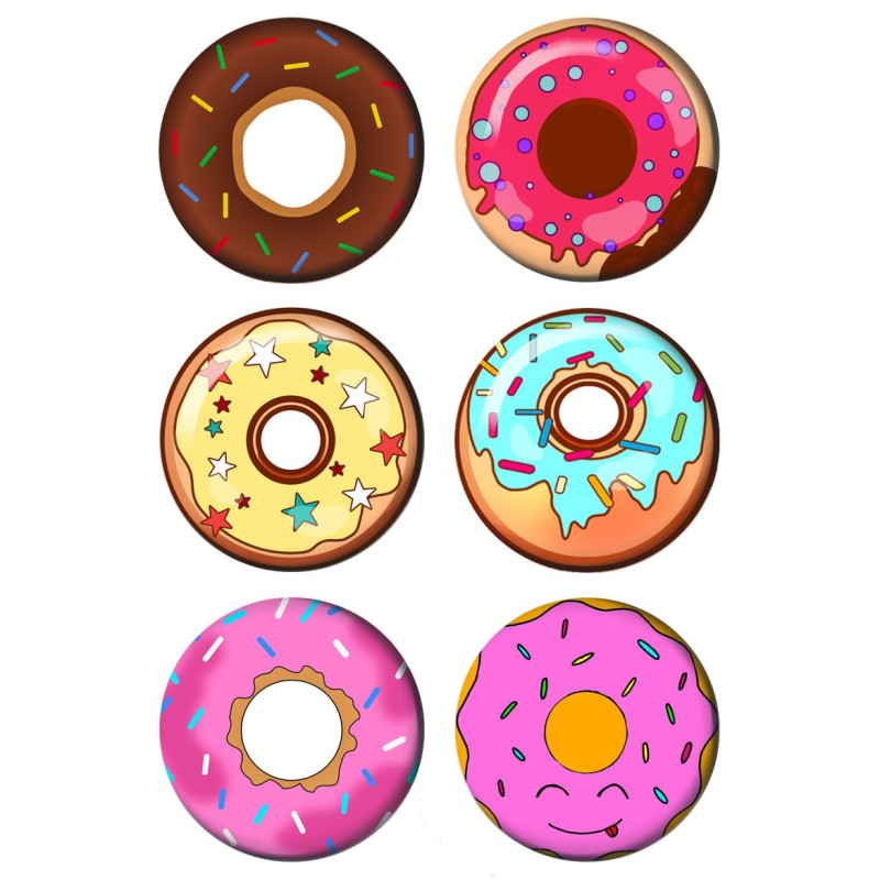 Set badges 37 mm Donuts (6 pc)