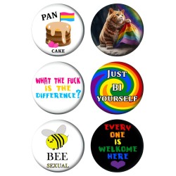 Набор значков 37 мм LGBTQIA+ (6 шт.)