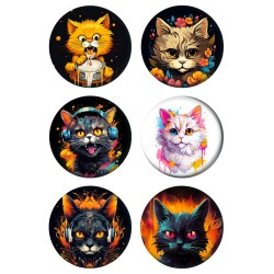 Set badges 37 mm Cats (6 pc)