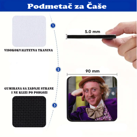 Podmetač za čaše mem Willy Wonka