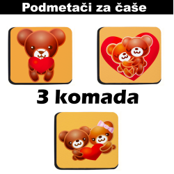 Podmetači za čaše Zaljubljeni medvedići (3 kom)
