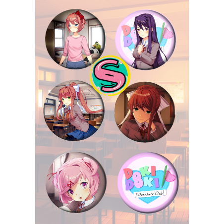 Paket set bedževi 37mm anime game Doki Doki Literature Club!  (6 kom)