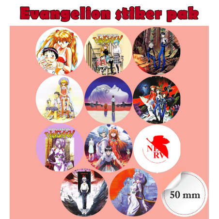 Neon Genesis Evangelion anime stikeri - nalepnice 50 mm (11 com)