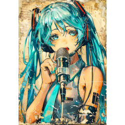 Hatsune Miku vocaloid fabric anime poster 20x29 cm