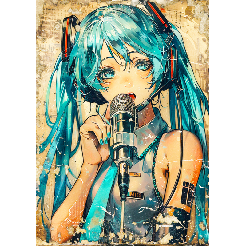 Hatsune Miku vocaloid fabric anime poster 20x29 cm