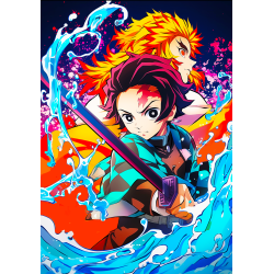 Anime poster od tkanine 20х29 cm Ubica Demona (Demon Slayer: Kimetsu no Yaiba)