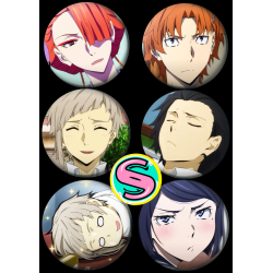 Set badges 37 mm anime Bungo Stray Dogs (6 pc)