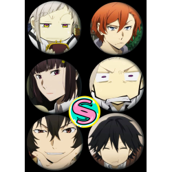 Paket set bedževi 37mm anime Bungo Stray Dogs (6 kom)