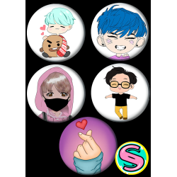 Set badges 37 mm BTS (5 pc)