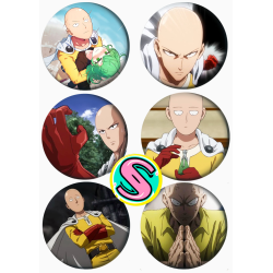 Набор значков 37 мм аниме One Punch Man (6 шт.)