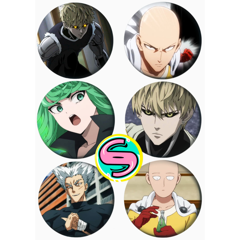 Набор значков 37 мм аниме One Punch Man (6 шт.)