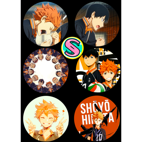 Набор значков 37 мм аниме Kuroko's Basketball (Kuroko no Basuke) (6 шт.)
