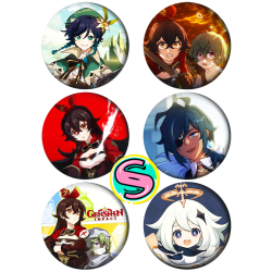 Genshin Impact Paket set bedževi 37mm anime (6 kom)