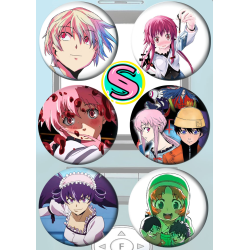 Future Diary Set badges 37 mm anime  (6 pc)