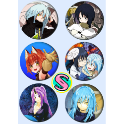 Набор значков 37 мм аниме That Time I Got Reincarnated as a Slime (6 шт.)