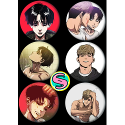 Killing Stalking Набор значков 37 мм аниме  (6 шт.)