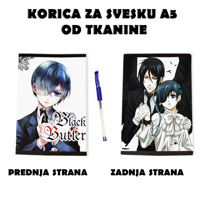 Black Butler fabric notebook cover A5