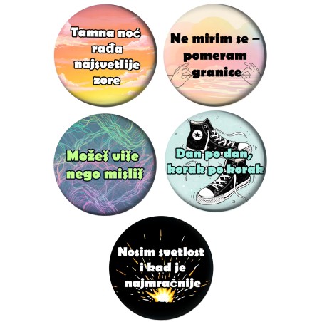 Set Motivational badges 37 mm (5 pc)