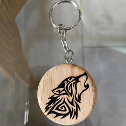 Wooden keychain Wolf